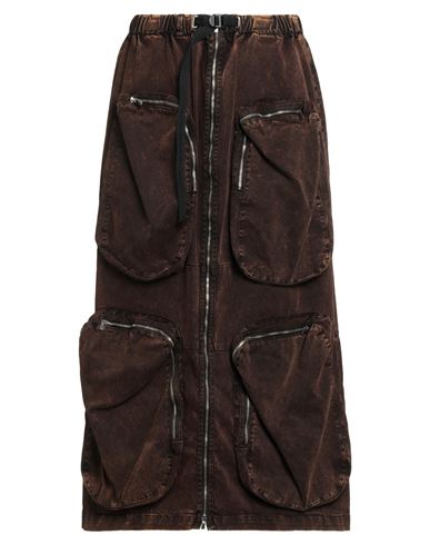 White Sand Woman Midi Skirt Brown Size 10 Cotton, Elastane In Brown