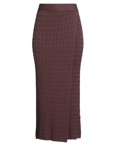 Silence Limited Woman Midi Skirt Chocolate Brown Size L Viscose, Polyester, Polyamide