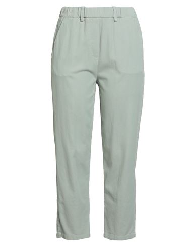Alysi Woman Pants Sage Green Size 28 Cotton, Elastane In Gray