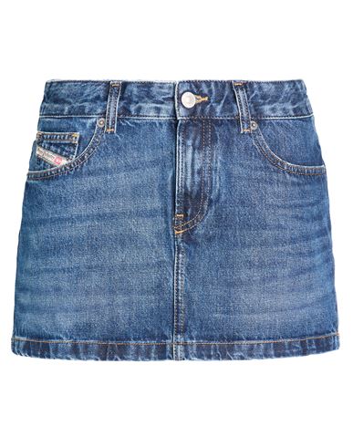 Diesel Logo Detailed Denim Mini Skirt In Blue