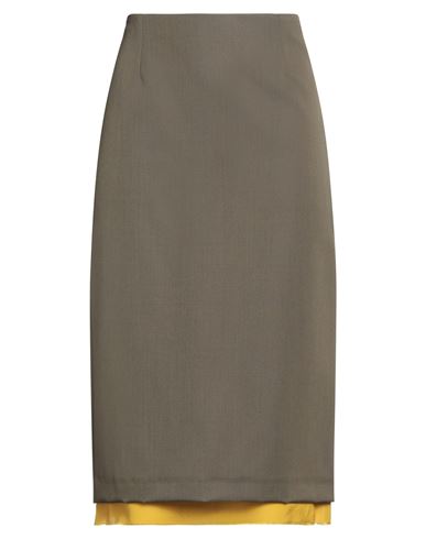 Gabriele Pasini Woman Midi Skirt Khaki Size 8 Virgin Wool