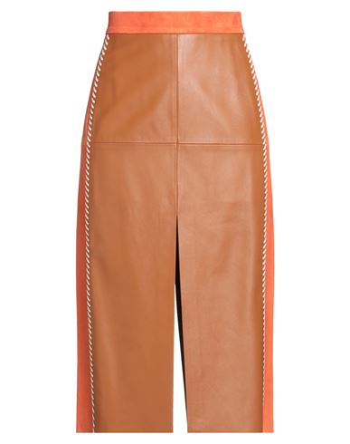 Marni Woman Midi Skirt Tan Size 8 Lambskin
