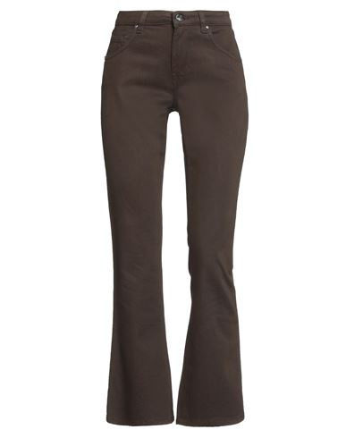 Re-hash Re_hash Woman Pants Chocolate Brown Size 25 Cotton, Lyocell, Elastane In Black