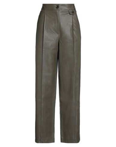 Solotre Woman Pants Khaki Size 8 Polyurethane, Viscose In Gray