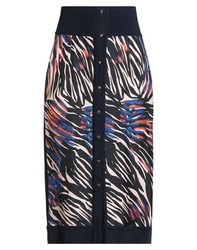 Escada Woman Midi Skirt Navy Size L Wool, Polyamide, Elastane, Silk