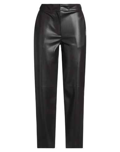 Alpha Studio Woman Pants Dark Brown Size 12 Polyurethane Resin, Polyester
