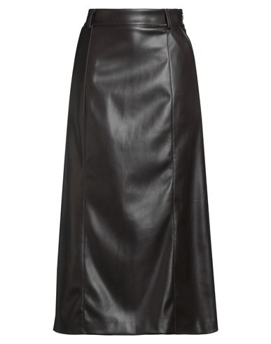 Alpha Studio Woman Midi Skirt Dark Brown Size 10 Polyester, Polyurethane Resin