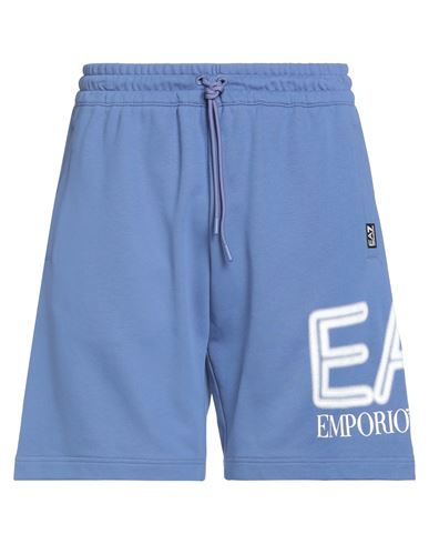 Ea7 Man Shorts & Bermuda Shorts Light Blue Size Xxl Cotton In Blue