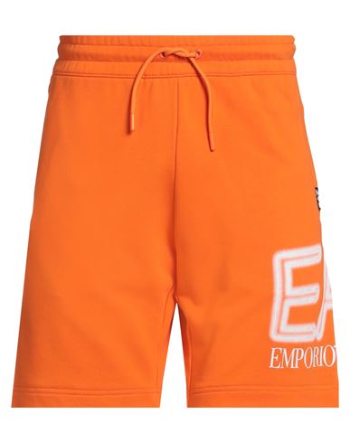 Ea7 Man Shorts & Bermuda Shorts Orange Size Xxl Cotton In Orange