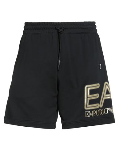 Ea7 Man Shorts & Bermuda Shorts Black Size Xl Cotton In Black