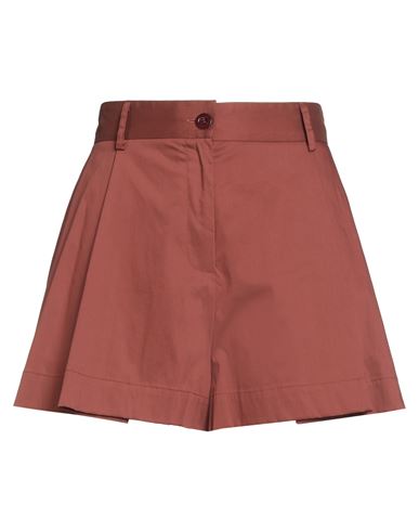 Semicouture Woman Shorts & Bermuda Shorts Rust Size 6 Cotton, Polyamide, Elastane