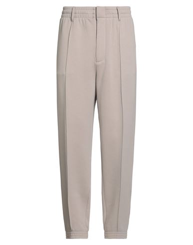 Emporio Armani Cuffed Cotton Trousers In Gray