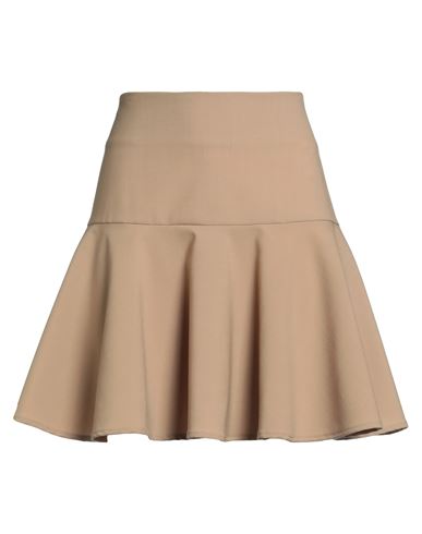 Ottod'ame Woman Mini Skirt Sand Size 6 Polyester, Virgin Wool, Elastane