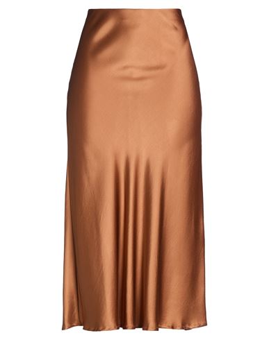 Ottod'ame Woman Midi Skirt Tan Size 12 Viscose In Brown