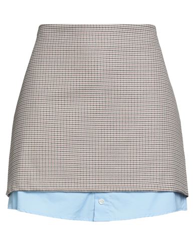 Haveone Woman Mini Skirt Brown Size M Polyester, Viscose, Tpe - Thermoplastic Elastomer In Gray