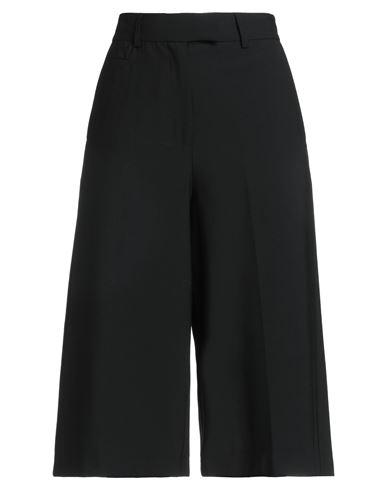 Ottod'ame Woman Pants Black Size 12 Polyester, Wool, Elastane
