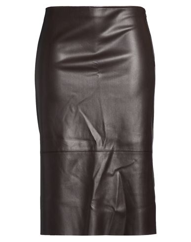 Maria Bellentani Woman Midi Skirt Chocolate Brown Size 12 Polyester, Polyurethane