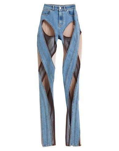 Mugler Blue Cutout Jeans In Multi