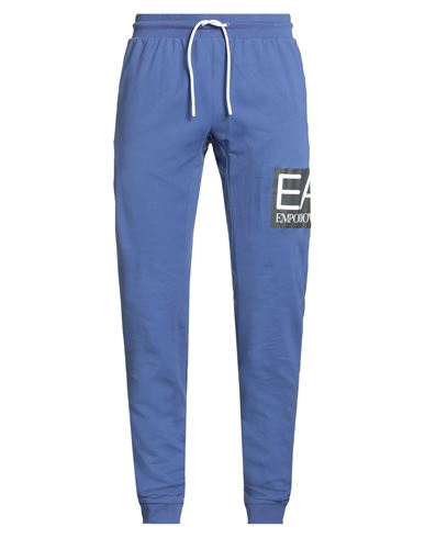 Ea7 Man Pants Azure Size Xxl Cotton, Elastane In Blue