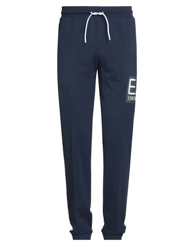 Ea7 Man Pants Navy Size Xl Cotton, Elastane In Blue