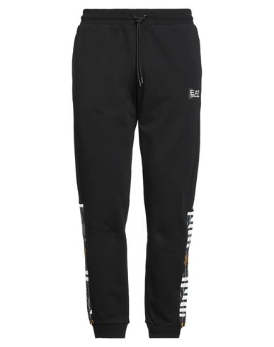 Ea7 Man Pants Black Size Xl Cotton, Elastane In Black