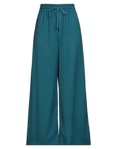Haveone Woman Pants Deep Teal Size M Polyester, Viscose, Elastane In Green