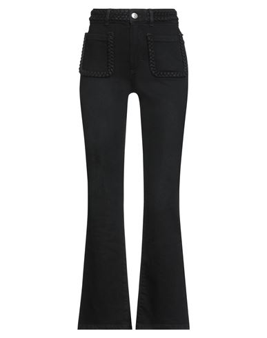 Maje Woman Jeans Black Size 10 Cotton, Elastane In Black