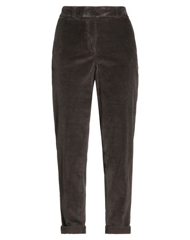 Peserico Woman Pants Dark Brown Size 12 Cotton, Modal, Elastane In Gray