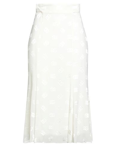 Dolce & Gabbana Woman Midi Skirt Ivory Size 6 Silk, Viscose, Elastane In White