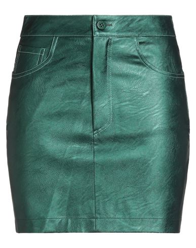 Face To Face Style Woman Mini Skirt Green Size 8 Viscose, Polyurethane In Green