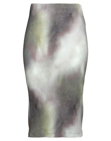 Haveone Woman Midi Skirt Military Green Size S Cotton, Elastane In Gray