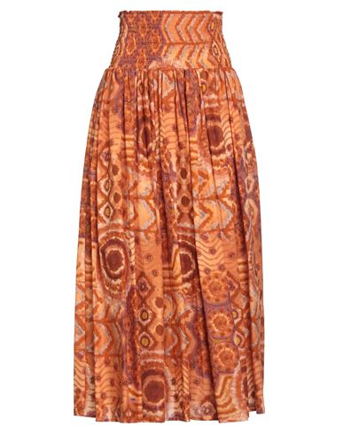 Vicolo Woman Midi Skirt Orange Size M Cotton