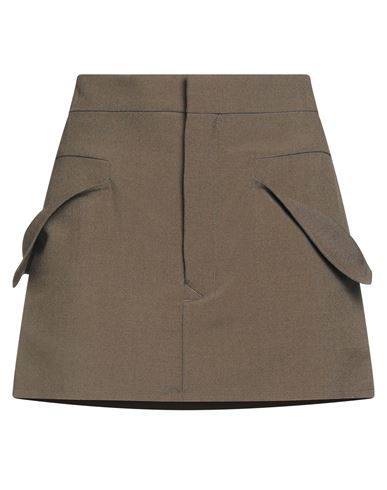 Rick Owens Woman Mini Skirt Military Green Size 4 Virgin Wool In Gray