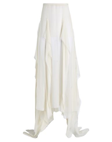 Ann Demeulemeester Woman Maxi Skirt Ivory Size 8 Silk In White
