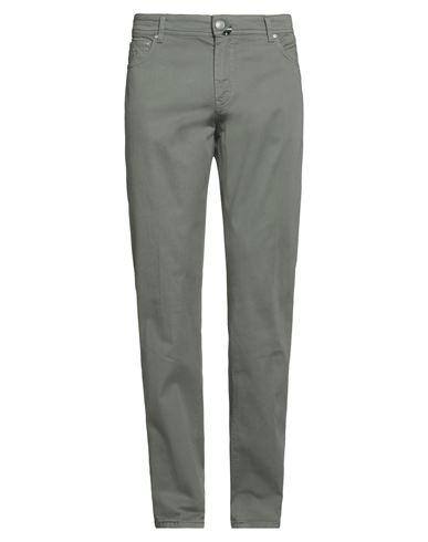 Luigi Borrelli Napoli Man Pants Sage Green Size 35 Cotton, Elastane In Green