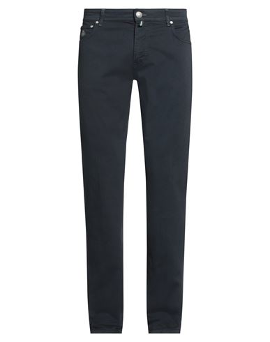 Luigi Borrelli Napoli Man Pants Midnight Blue Size 34 Cotton, Elastane In Blue
