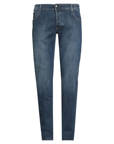 Luigi Borrelli Napoli Man Jeans Blue Size 38 Cotton, Elastane In Blue