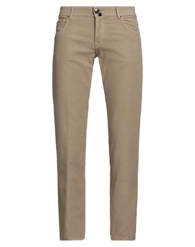 Luigi Borrelli Napoli Man Pants Camel Size 33 Cotton, Elastane In Sand