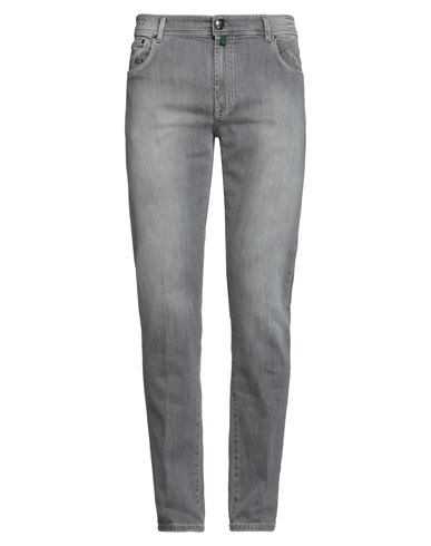 Luigi Borrelli Napoli Man Jeans Grey Size 35 Cotton, Elastane In Gray