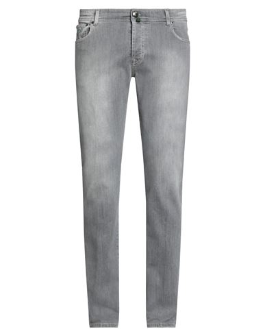 Luigi Borrelli Napoli Man Jeans Grey Size 35 Cotton, Elastane In Gray