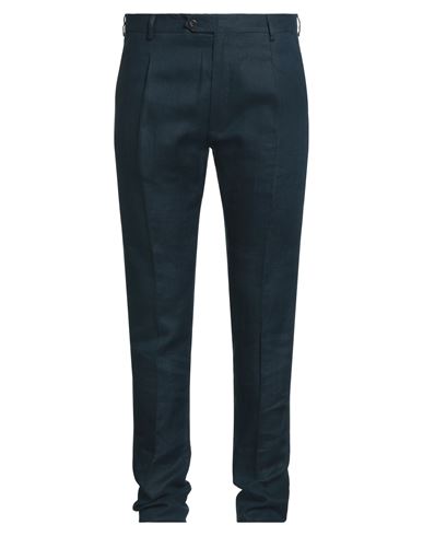Messagerie Patrizio Piscaglia Man Pants Midnight Blue Size 38 Linen In Green