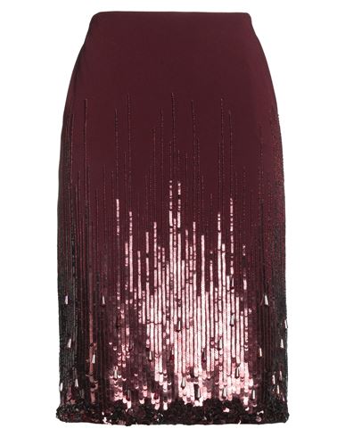 Elisabetta Franchi Woman Midi Skirt Burgundy Size 8 Polyester, Elastane, Plastic, Glass