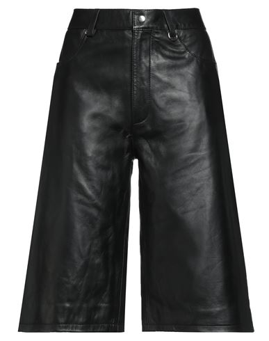 Oval Square Woman Shorts & Bermuda Shorts Black Size L Lambskin In Black