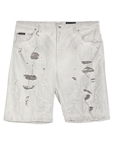 Dolce & Gabbana Man Denim Shorts Light Grey Size 38 Cotton, Elastane In Gray