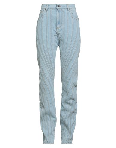 Mugler Woman Jeans Blue Size 8 Cotton, Elastane