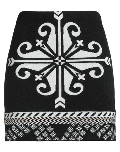 Akep Woman Mini Skirt Black Size 8 Merino Wool, Acrylic