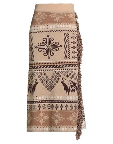 Akep Woman Midi Skirt Beige Size 2 Acrylic, Merino Wool, Metallic Fiber, Viscose