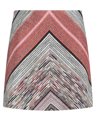 Missoni Woman Mini Skirt Rust Size 6 Viscose, Metallic Fiber