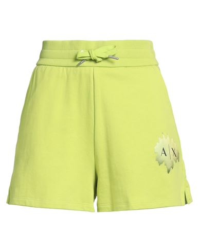Armani Exchange Woman Shorts & Bermuda Shorts Lime Green Size L Cotton, Elastane