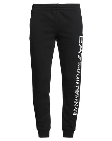 Ea7 Man Pants Black Size L Cotton, Polyester In Black